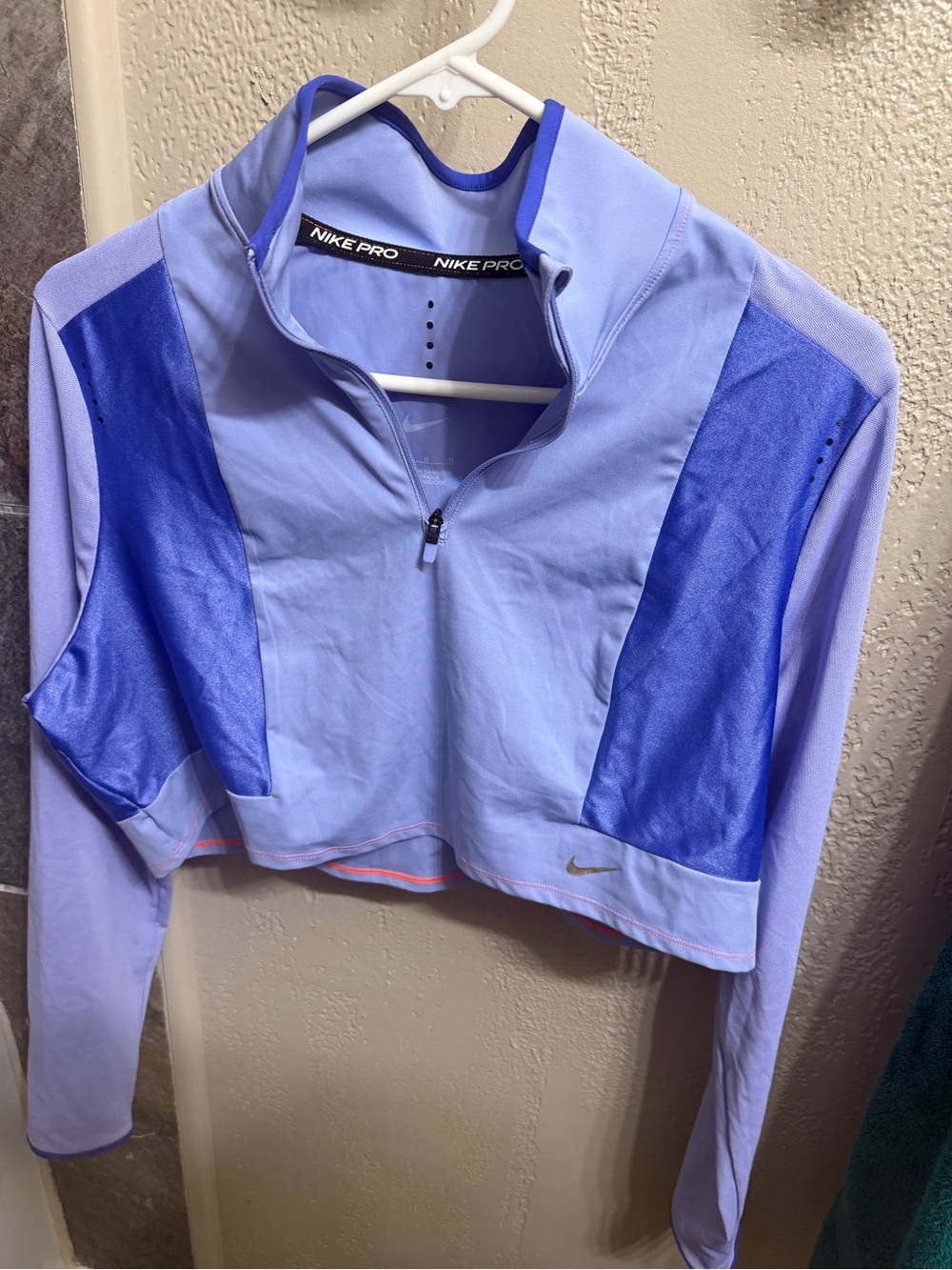Nike Lavender and Royal Blue Quarter-Zip Crop Top